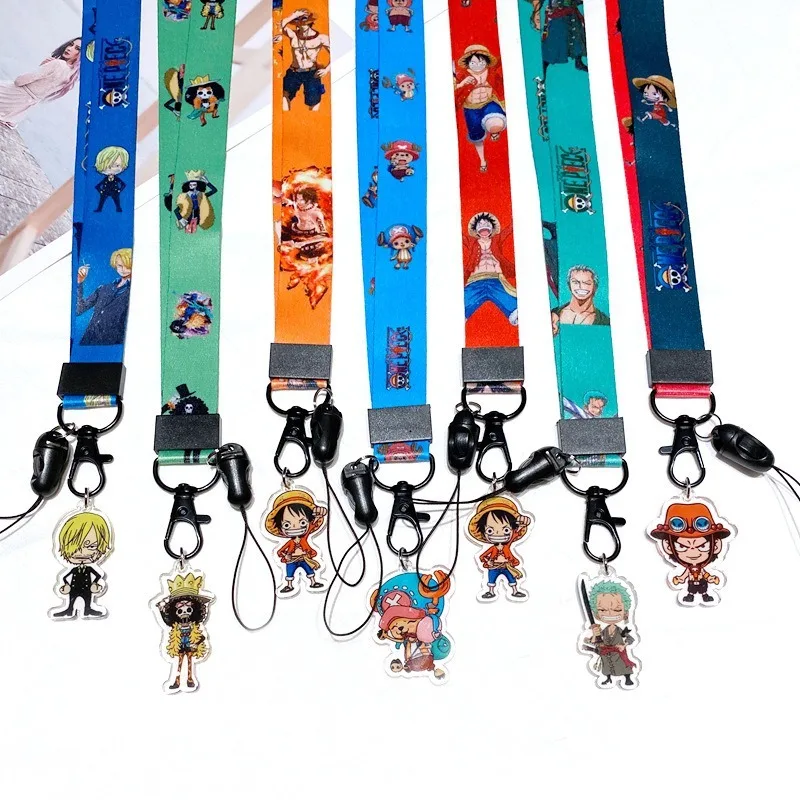 One Piece Loss-proof Lanyards Anime Figure Cute Cartoon Lanyard Anime Merchandise Decoration Cell Phone Key Work Card Accessorie