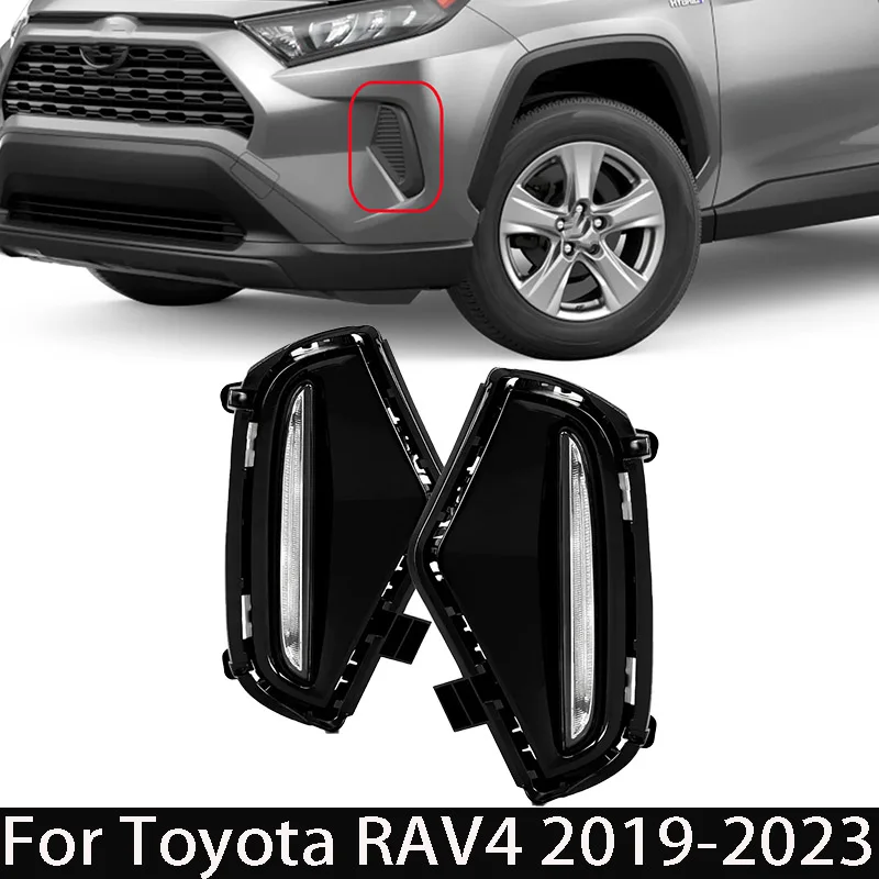 

A pair For 2019 2020 2021 2022 2023 Toyota RAV4 DRL Turn Signal LED Bumper Lights Lamps Car Accessories