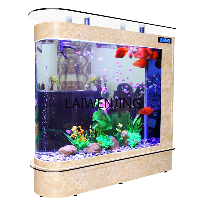 

HLZ aquarium, medium-sized glass ecological living room, large floor-to-ceiling household U-shaped tank