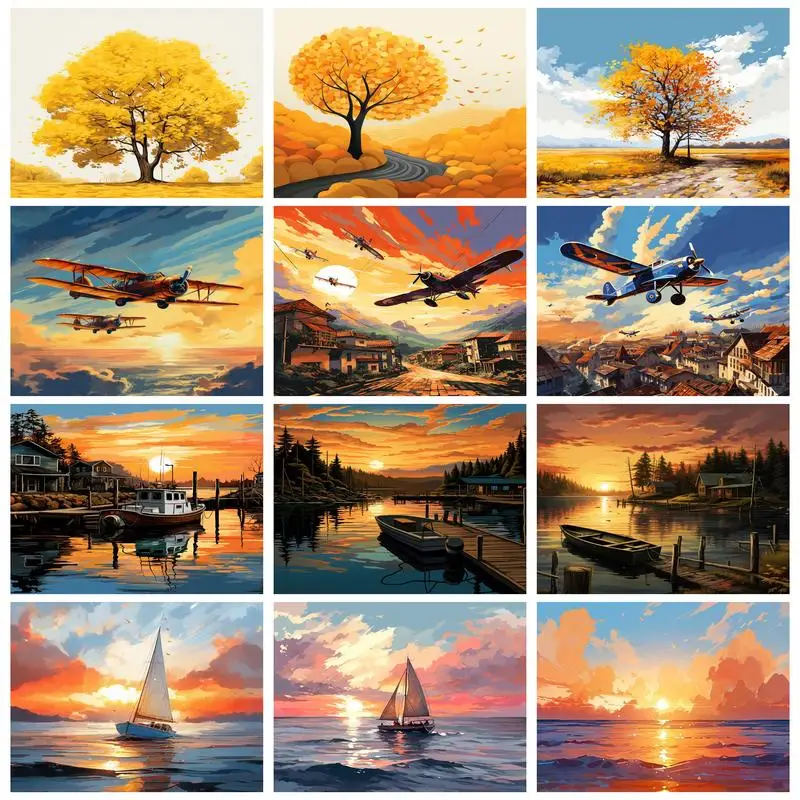 RUOPOTY Picture With Numbers Aerial Arcraft Oil Picture Drawing Coloring Perfect Gift By Number Kits On Canvas DIY Crafts Home D