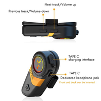 LX3 Helmet Bluetooth Headset BT5.0 Motorcycle Riding Wireless Call Headset 1200MAH with Soft Line Wheat Headset Yellow