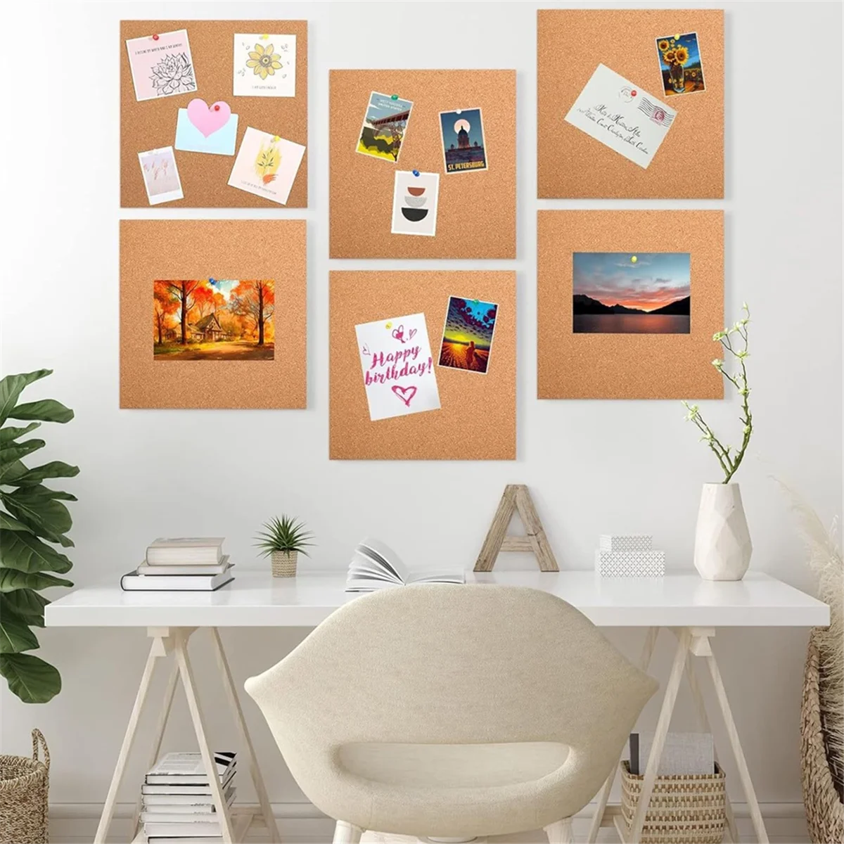 A13M 코르크보드 8매 세트, 자가 접착, 두께 1mm, 30x21cm, 코르크 벽/바닥 장식용 핀보드, DIY 코르크보드