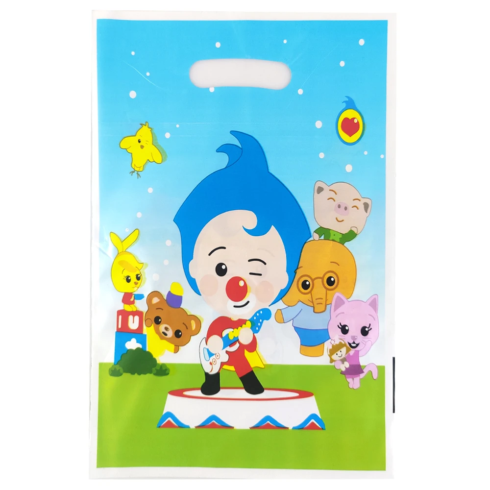 10PCS Circus Clowns Theme Birthday Party Girls Favorite Candy Portable Gift Bags Disposable Plastic Surprise Bags Gift Loot Bag