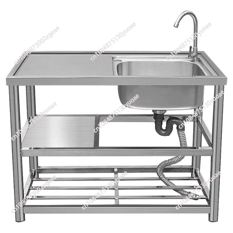 

Stainless steel sink large sink with bracket, washing dishes and dishes integrated countertop multi-functional household kitchen
