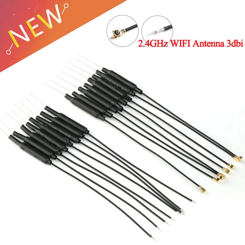 10pcs/1pc 2.4GHz 2.G WIFI Antenna 3dbi UF.L IPX/IPEX Connector Brass Inner Aerial 15cm Length 1.13 Cable HLK-RM04 ESP-07