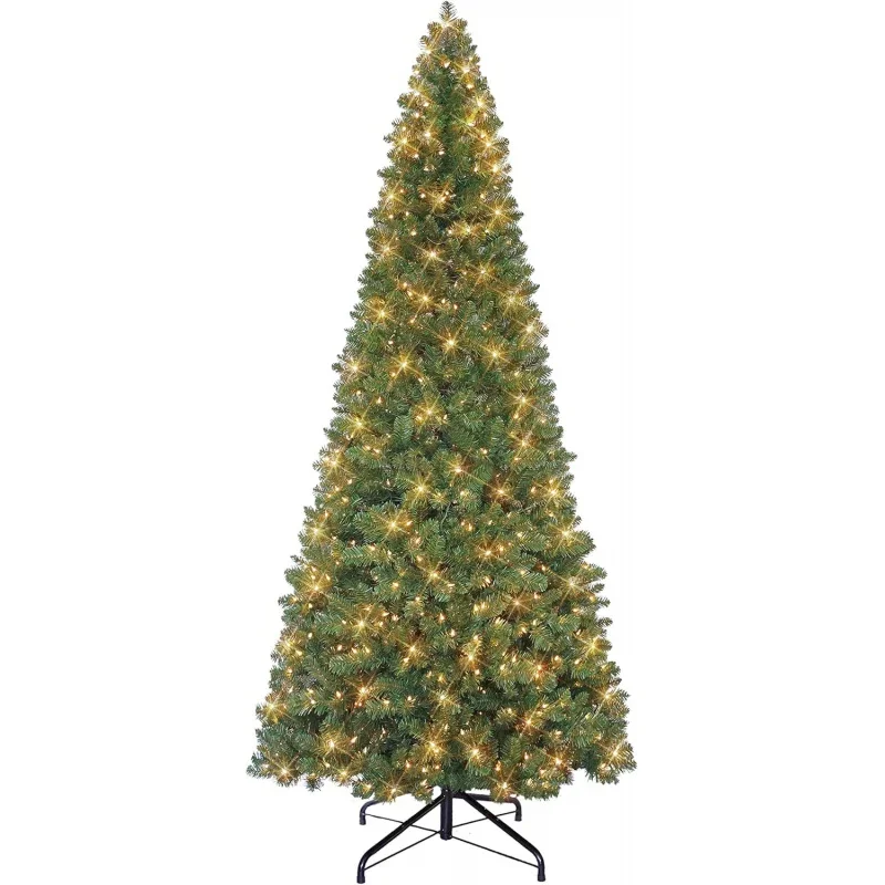 9 ft Pre-lit Virginia Pine Tree 1588 Tips 700 UL Clear Lights Metal Stand