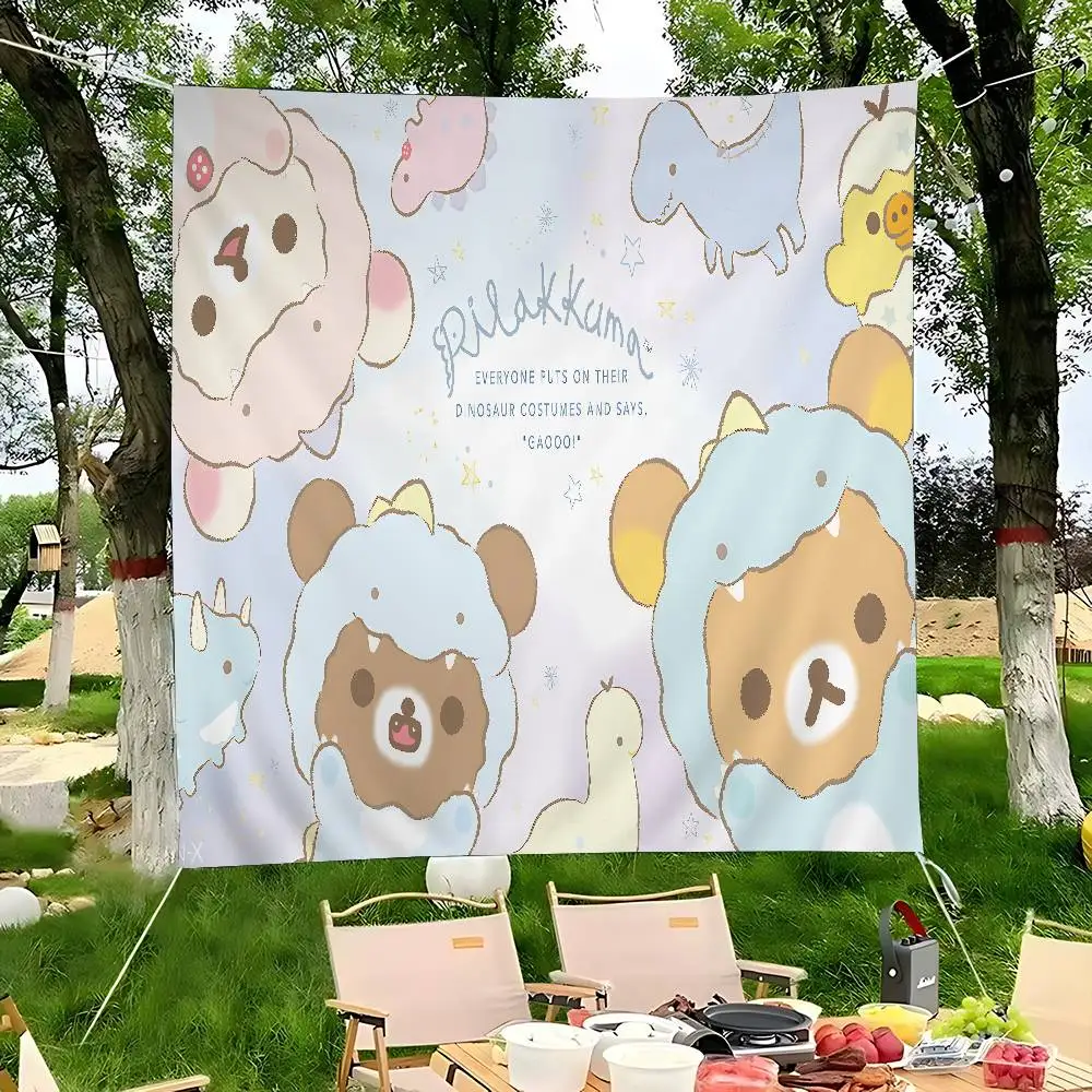 Popular Cute R-rilakkumas bear Retro Flags Multiple Choice Living Studio Booth Interior Decoration Banner