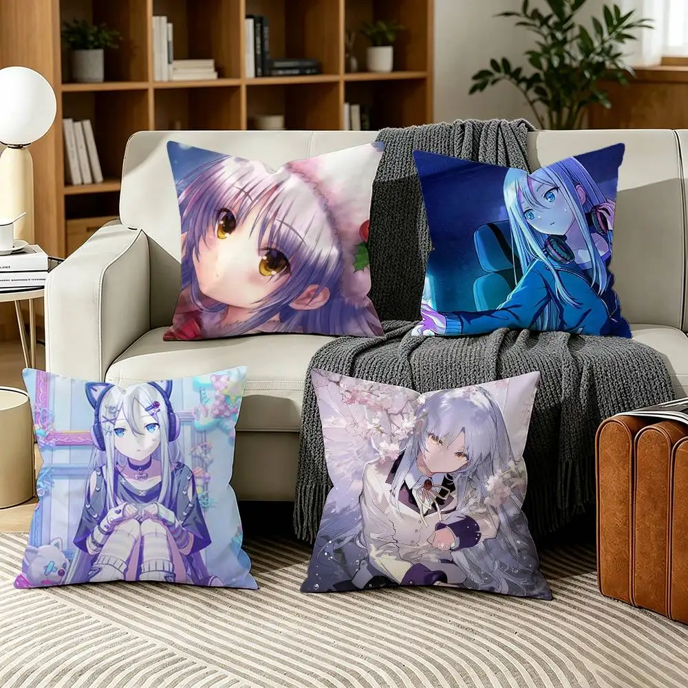Angel Beats! Anime Girl Cute Yui Kanade Pillow Case for Sofa Living Room Home office Decor Protective Cover