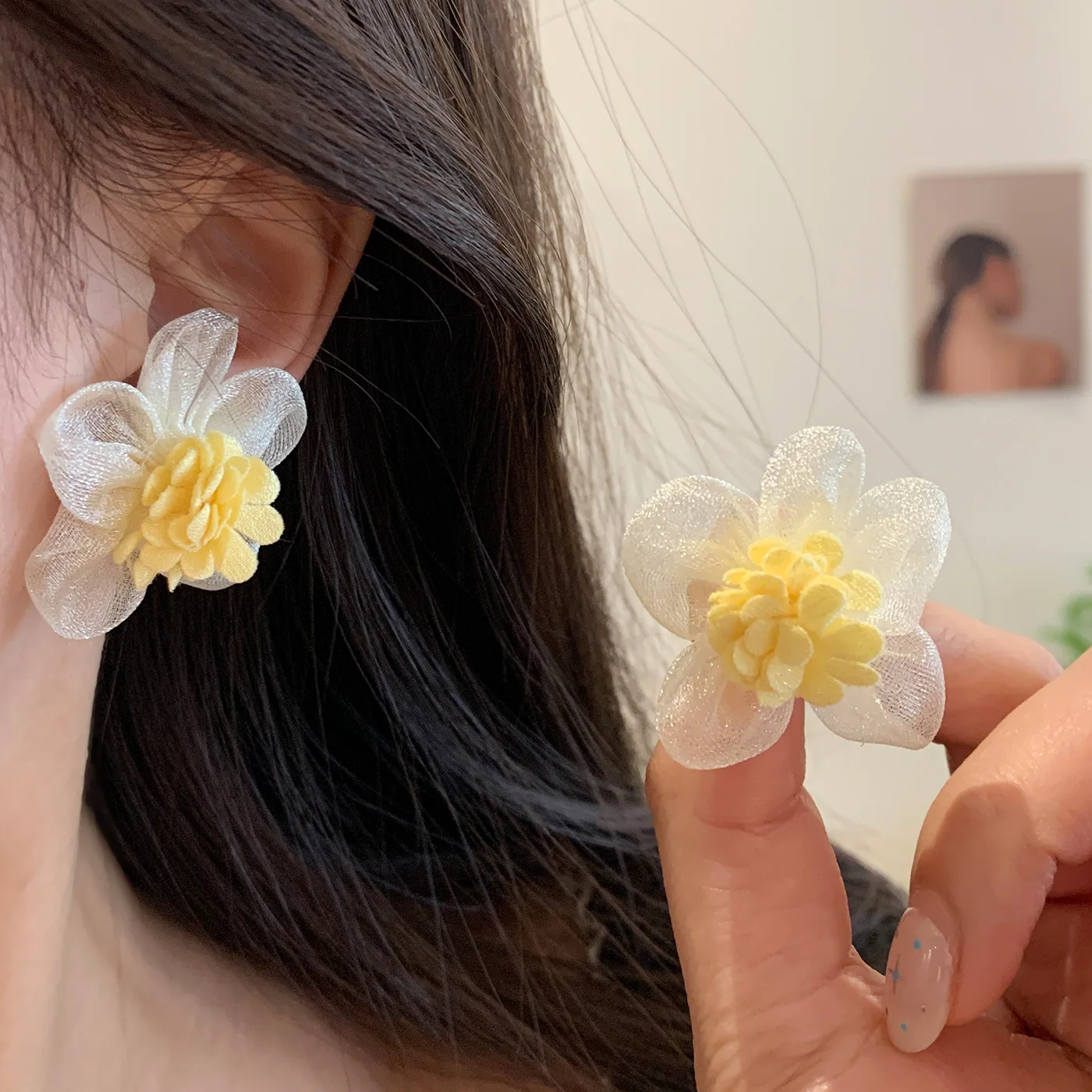 

Yarn Camellia Flower Earring Women Dangle Earrings Statement Pendientes Mujer Nuevo En Jewlery Ear Rings Aretes Colgantes