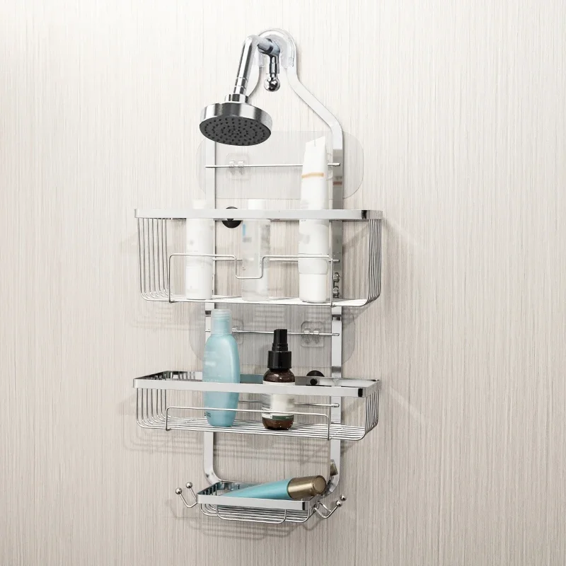 For Hanging Caddy Drilling Bathroom Storage Shower Rack Shower Without Hooks Shelves Over Organizer With Towel Bathroom