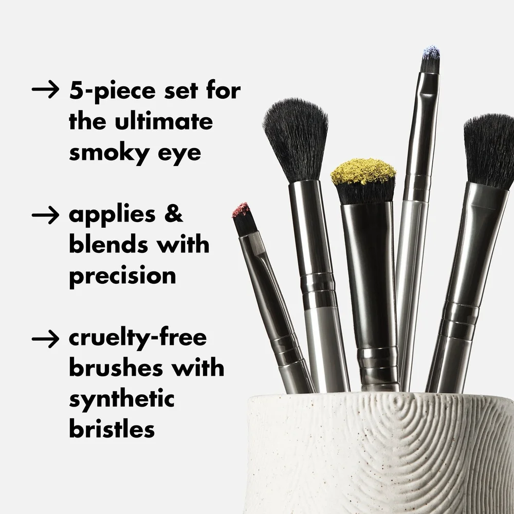 Smoky Eye Brush Kit 5 Piece Set Vegan Cruelty-Free Synthetic Brushes Eyeshadow Blending Precision Fluffy Eye Blender Ideal Smoky