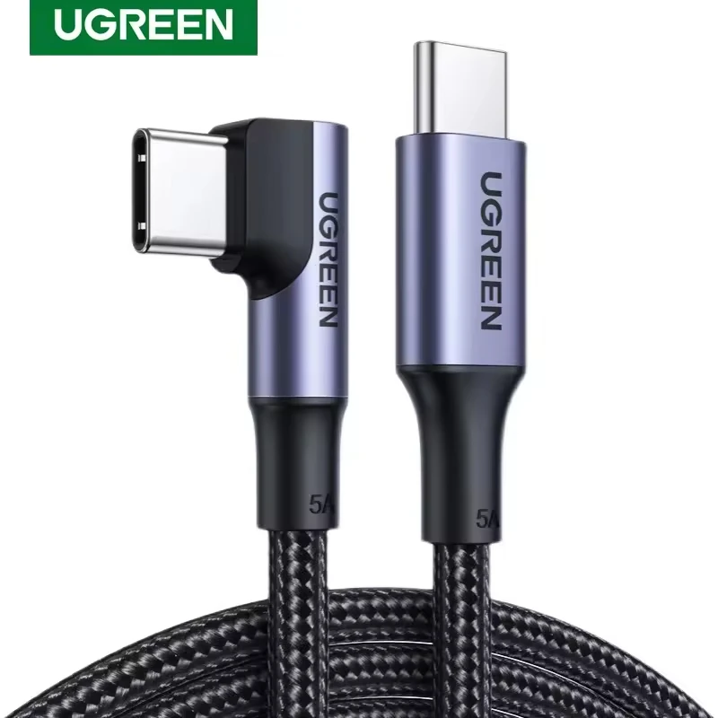 UGREEN US334 5A Right Angle USB C Cable 100W PDType C 90 Degree Charge Data USB C Cable for iPhone 15