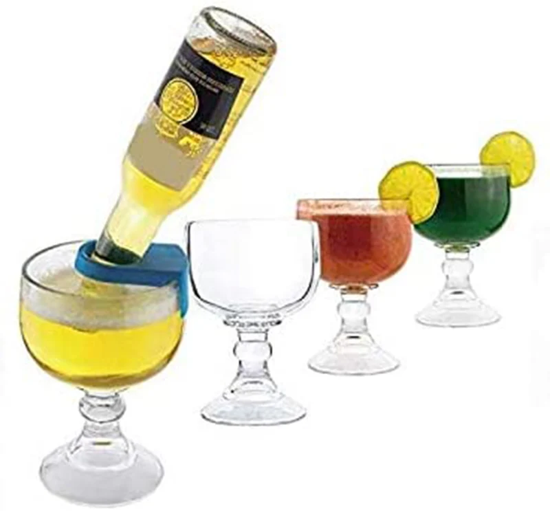 Schooner Beer Glass - 21.5 Oz Extra Large Goblet Crystal Style ZERO LEAD Shrimp Cocktail, Coronaritas, Margaritas 4 PACK