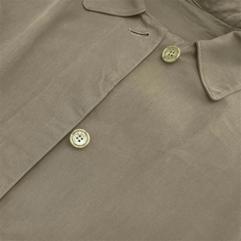 خندق معطف امرأة جديد خريف 2025 صدر واحد سليم صالح المرأة سترة واقية عالية الجودة القطن الخالص معطف طويل سترة نسائية