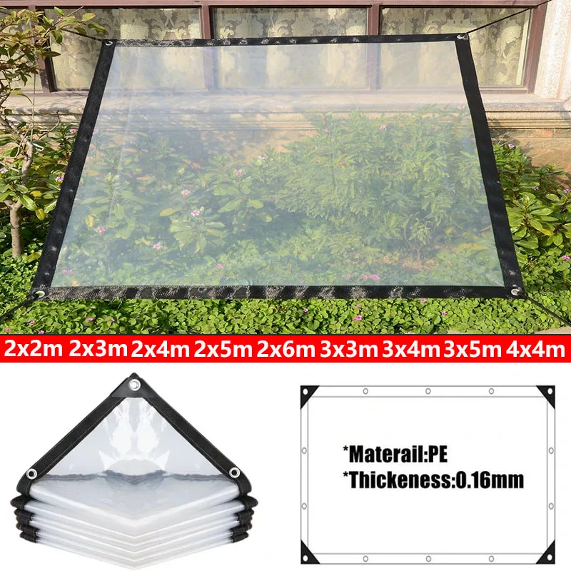 

Transparent Outdoor Tarpaulin 0.16mm PE Rainproof Garden Plant Cover Gazebo Pergola Canopy Dog Pet Window Windproof Awning