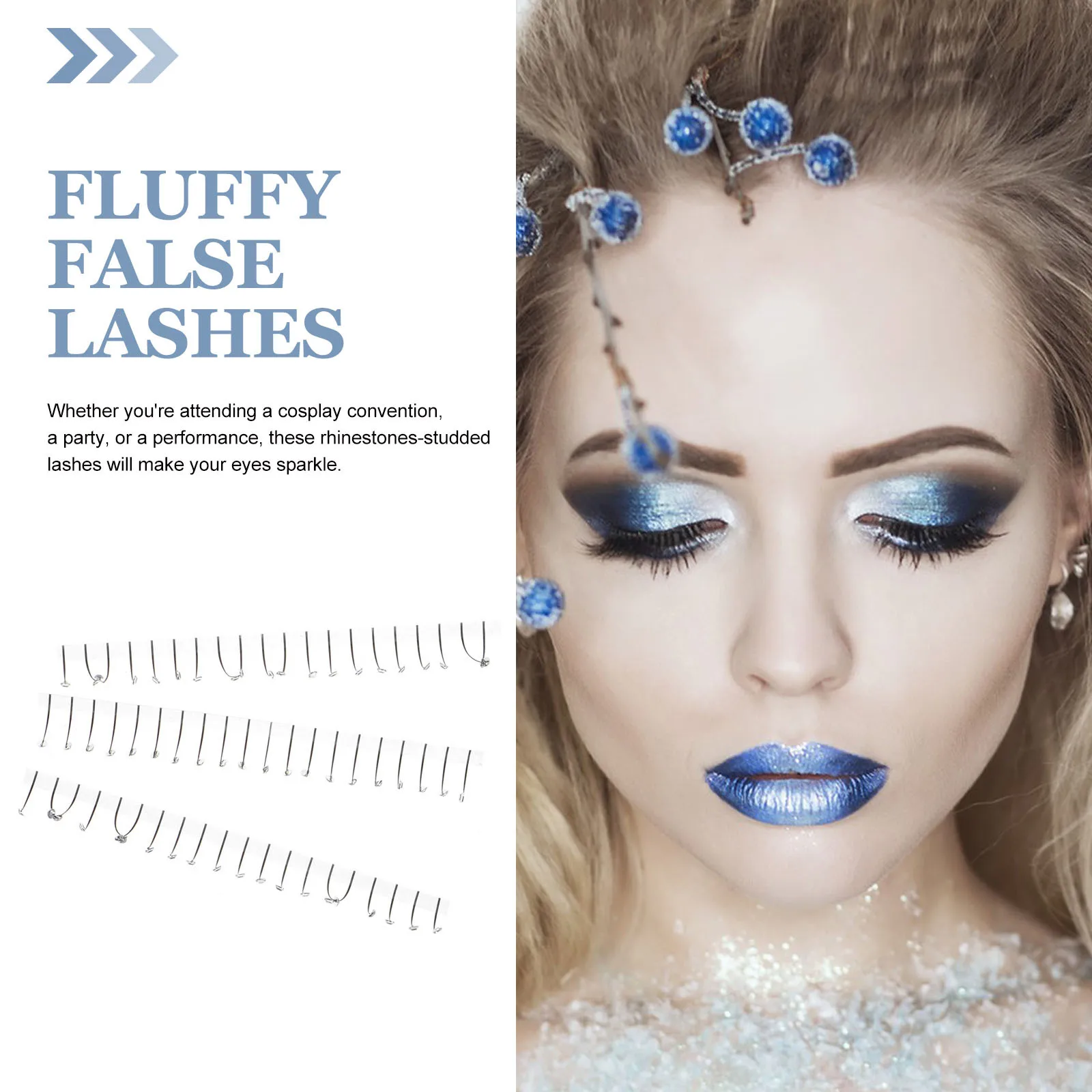 رموش صناعية من أحجار الراين المائية ذات مجموعة واحدة، رموش لامعة وجريئة للنساء، إكسسوارات مكياج للحفلات، عصرية وفريدة من نوعها #2