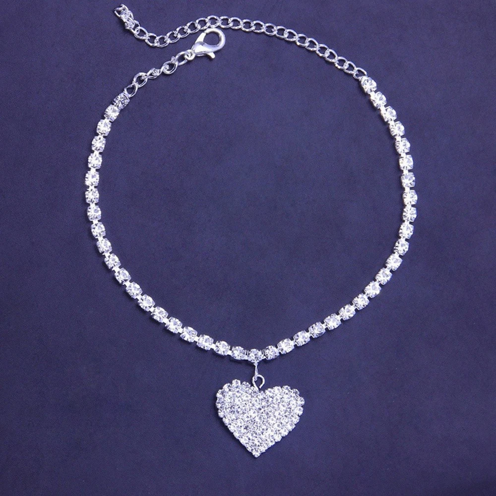 SUMENG 2025 Rhinestone Heart Pengdant Chain Anklets Luxury Bracelet on Leg Accessories For Women Wedding Party Fashion Jewelry