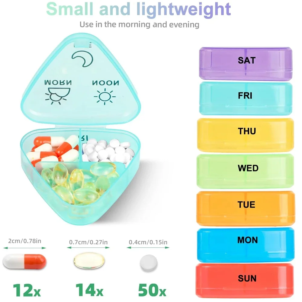 Weekly Pill Organizer 3 Times a Day, Compact Pill Box 7 Day with Roomy Pill Case and Sturdy Design for Managing Your Vitamins