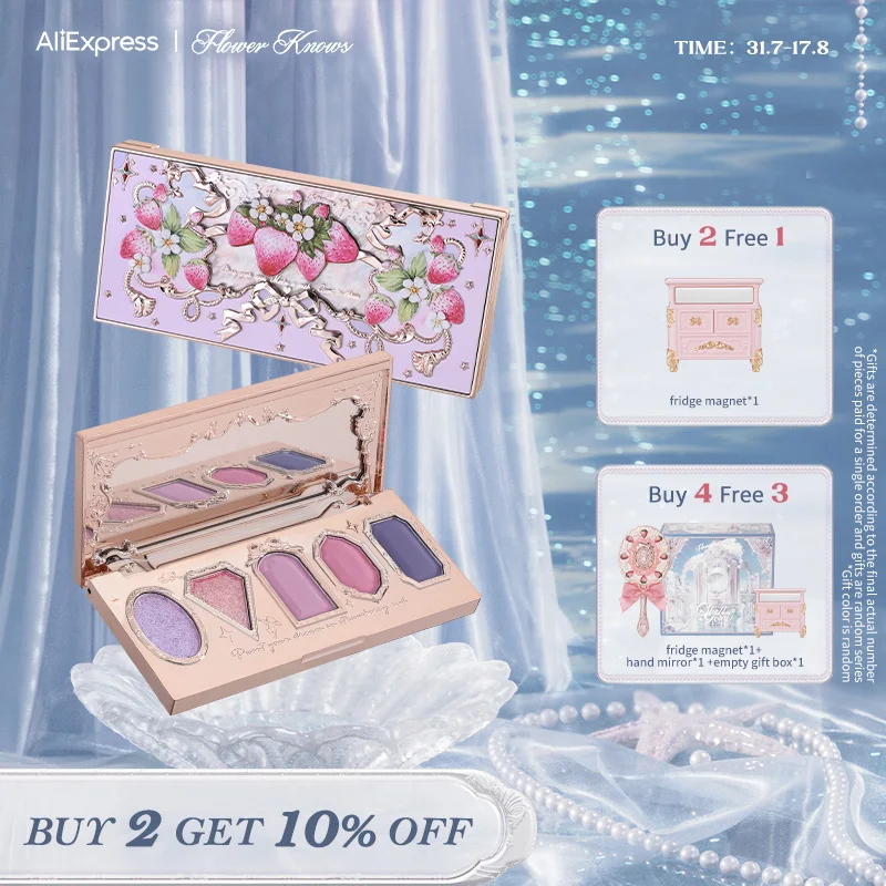 

Flower Knows Strawberry Rococo Series Five-Color Eyeshadow Palette