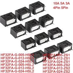 1-5Pcs HF32FA HF32FA-G -005 -012 -024 -ZS1 -ZS2 -HSL1 -HSL2 4PIN 5Pin 3A 5A 10A Power Relay 5V 12V 24V DC AC250V Rele JZC-32F