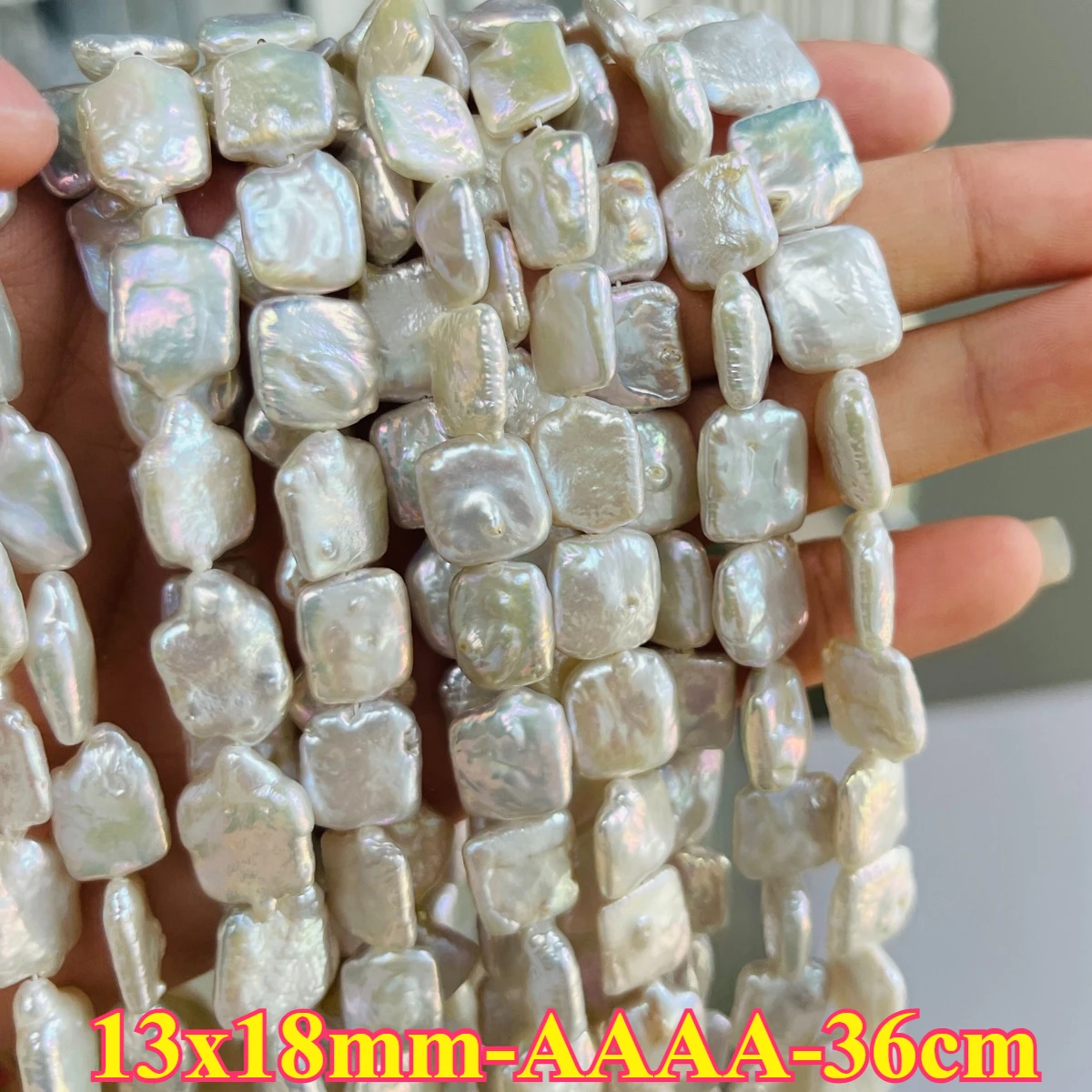 

Natural Freshwater Pearl 13x18mm AAAA Top-Quality White Square Spacer Bead Jewelry Make Gift DIY Necklace Bracelet Women Wedding