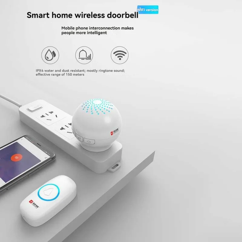 

AS95-Doorbell Wireless Home Smart 433 Dingdong High Volume Caller Home Electronic Ringer 1-To-2 EU Plug