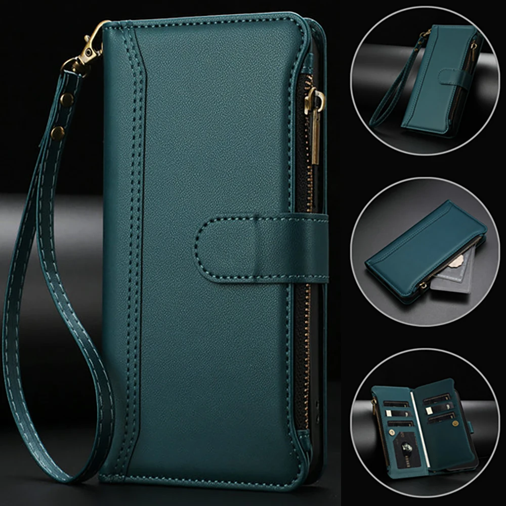 

Для Motorola Moto Edge 40 Neo 30 Ultra 5G с 9 картами на молнии, кожаный чехол через плечо Funda Moto X40 X30 S30 Pro Edge 30 Lite Fusion Cover