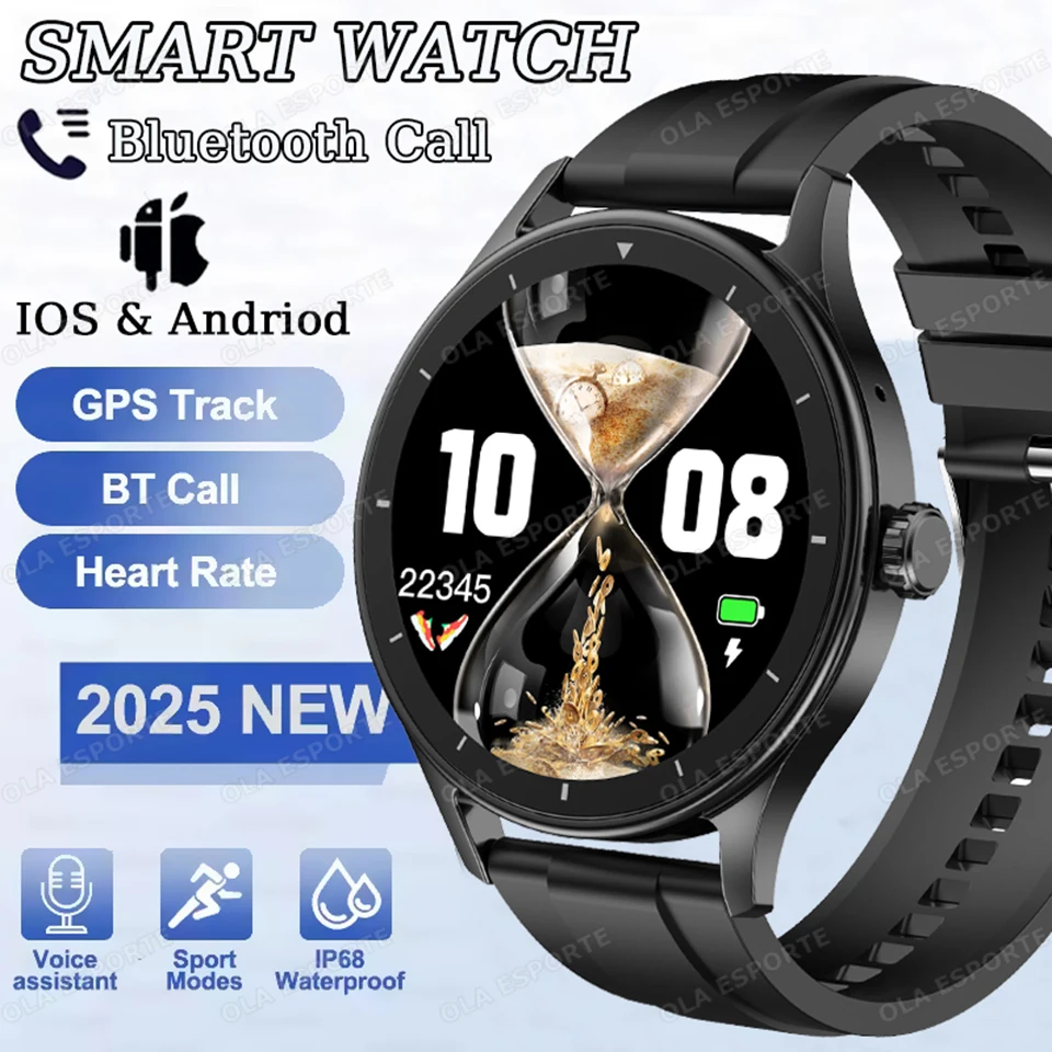 

New Health Smart Watch 2026 Bluetooth Call Heart Rate ECG/Sleep Monitoring Sports Modes Weather Waterproof Gold Smartwatch HT30