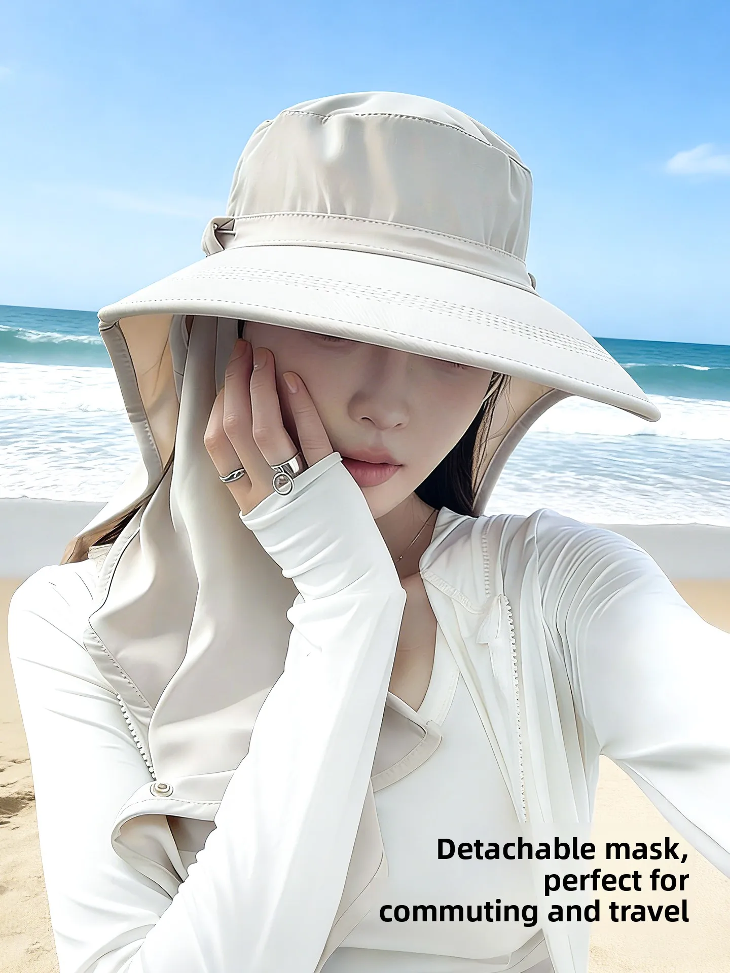2026 New Full Face Sun Protection Hat Mask Neck Protector Integrated Women's Anti-Uv Summer Sun Hat Cycling Sun Cap