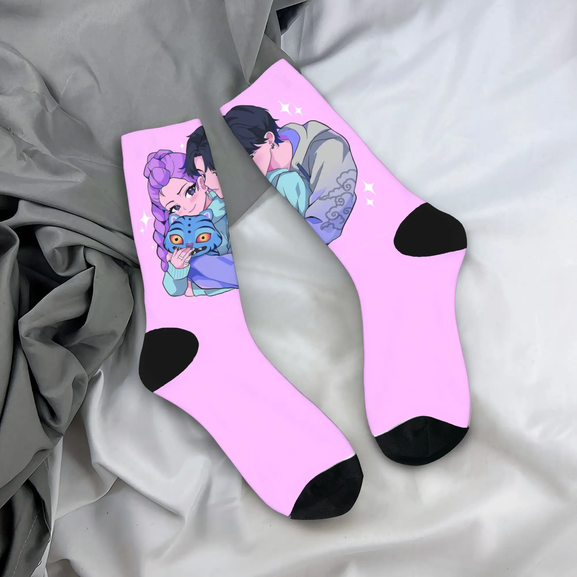 

Baby Saja KPop Demon Hunters Chibi Art Socks Design Stockings Anti Slip Men Socks Warm Soft Spring Modern Skateboard Socks