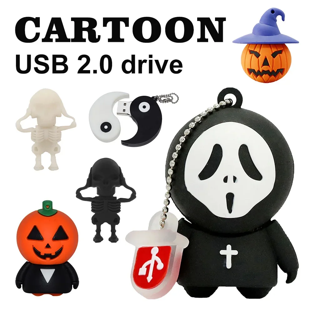 NEW Pendrive Halloween Cartoon Skull Pumpkin Memoria USB Flash Drive 8GB16GB 64GB 32GB Pen drive 128GB Cle Usb Memory Stick gift