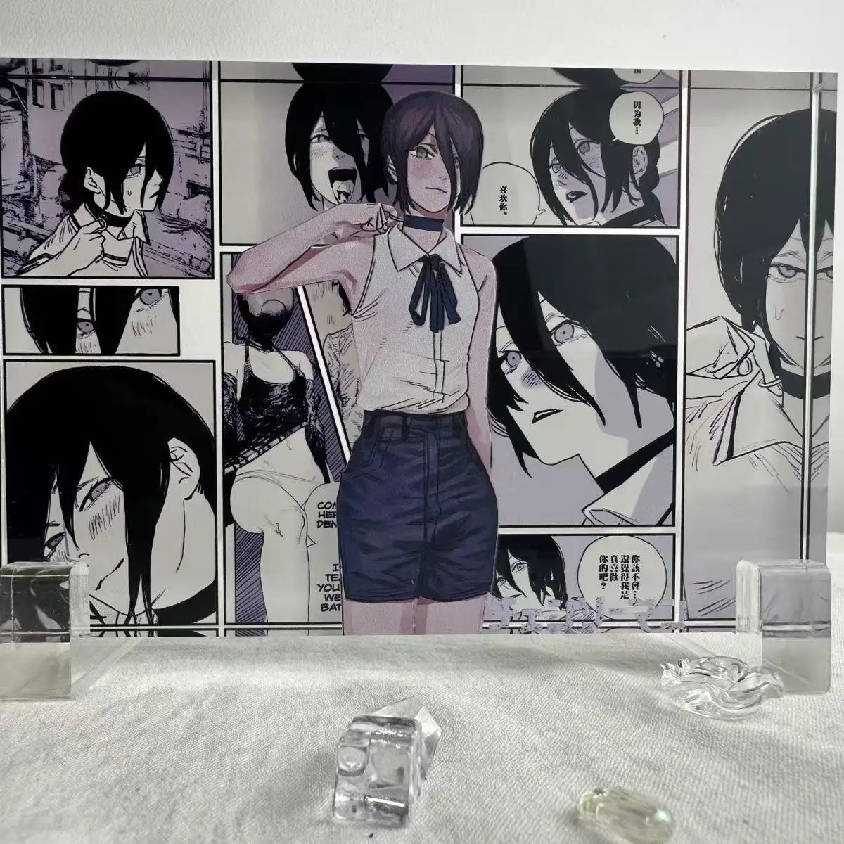 أنيمي بالمنشار رجل Reze الاكريليك الطوب سطح المكتب زخرفة الكرتون الشكل شفافة الاكريليك سطح المكتب الديكور لعب الصبي الهدايا #2