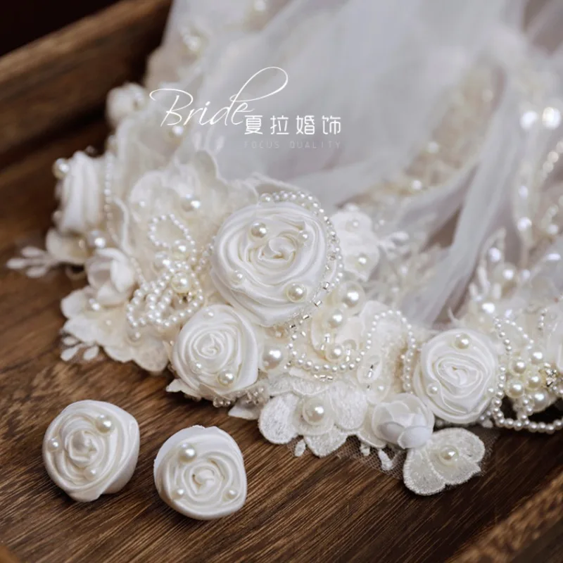اليدوية الرائعة نمط هونج كونج الرجعية الأزهار الفرنسية الحجاب اكسسوارات الزفاف