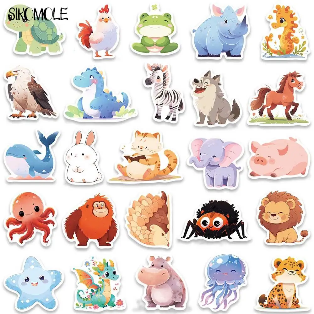 10/30/50 Stuks Cartoon Kinderen Dieren Illustratie Stickers Kawaii Diy Reisbagage Gitaar Koelkast Laptop Graffiti Sticker Kids