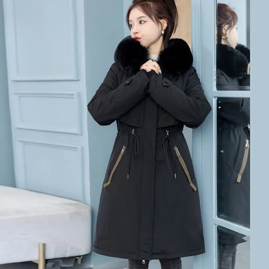 

Women's One-Piece Three-Wear Parka Long Thickened Cotton-Padded Jacket Removable Liner Windproof Winter Trendy Outerwear