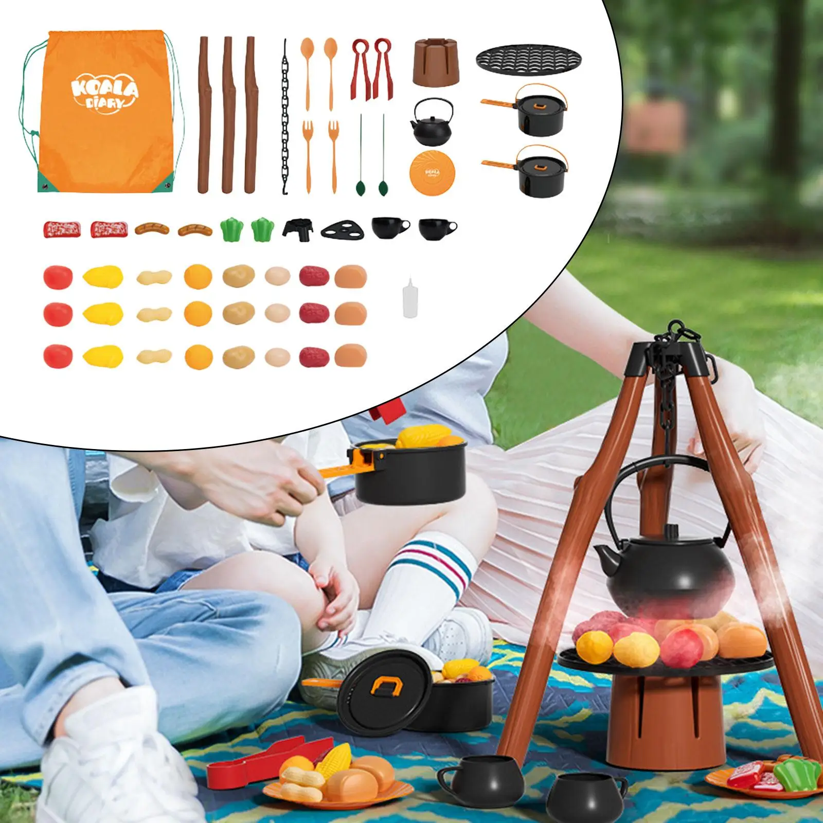 Camping Tea Party Speelgoed Set Montessori Keukenspeelgoed voor Meisjes Vakantiecadeaus