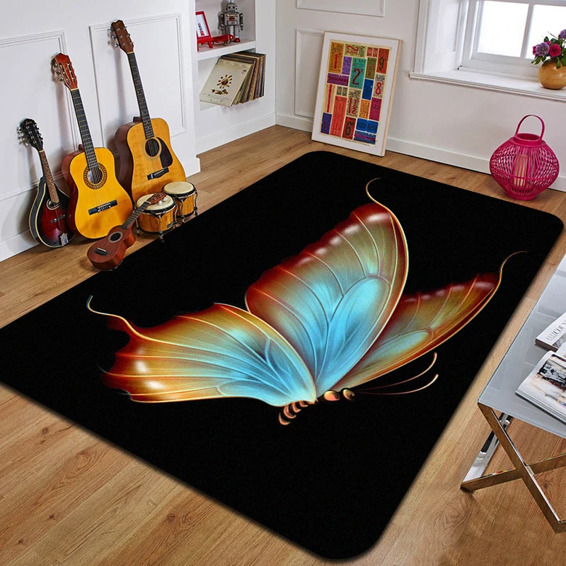 

B-Butterfly Print Carpet Fashion Yoga Mat Non-Slip Carpet Bedroom Decoration Outdoor Carpet Bedroom Birthday Gift