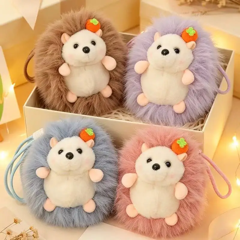 1Pcs Adorable Cartoon Hedgehog Doll Keychain; Soft Plush Animal Pendant Toy, Kids Gift, Home Décor