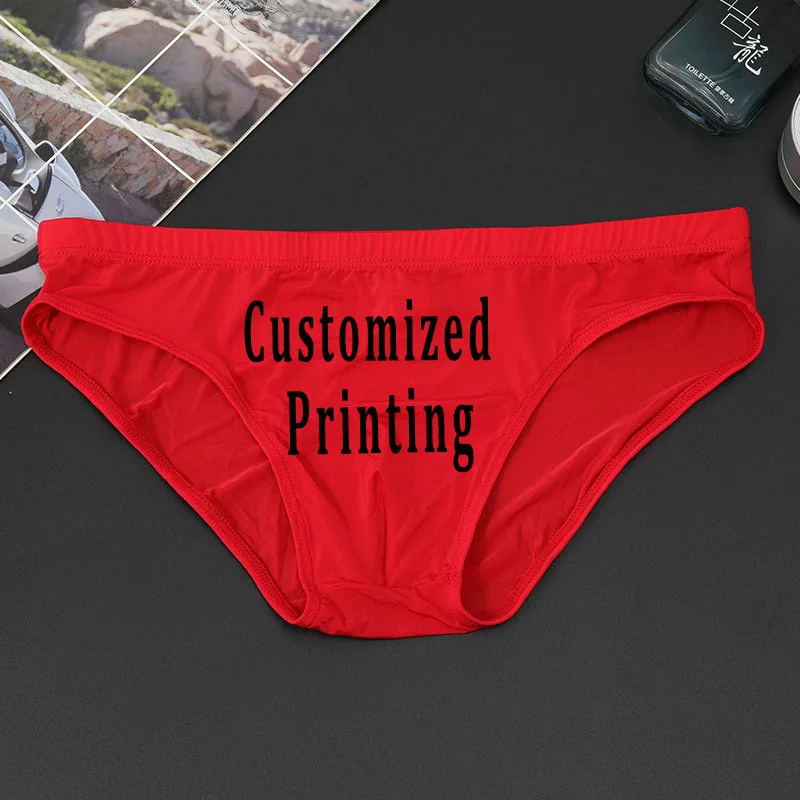 Men Briefs Custom Printing Logo Male Smooth Boxer Briefs Underpants DIY Printed Inner Briefs Panties