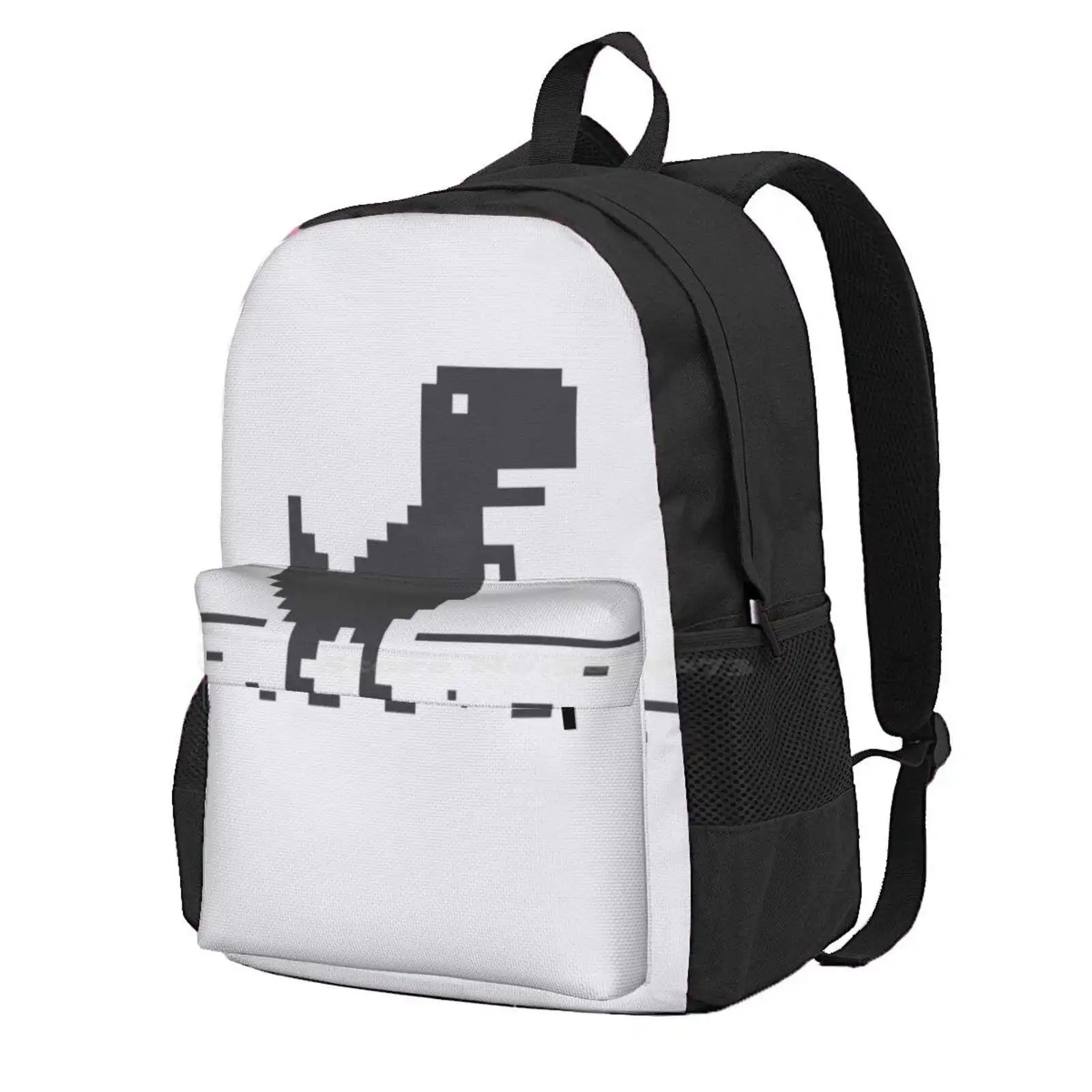 Google Chrome'S Dino Hot Sale Schoolbag Backpack Fashion Bags Browser Pixelart 1Bit 8Bit Chrome Google Dinosaur Easteregg Funny