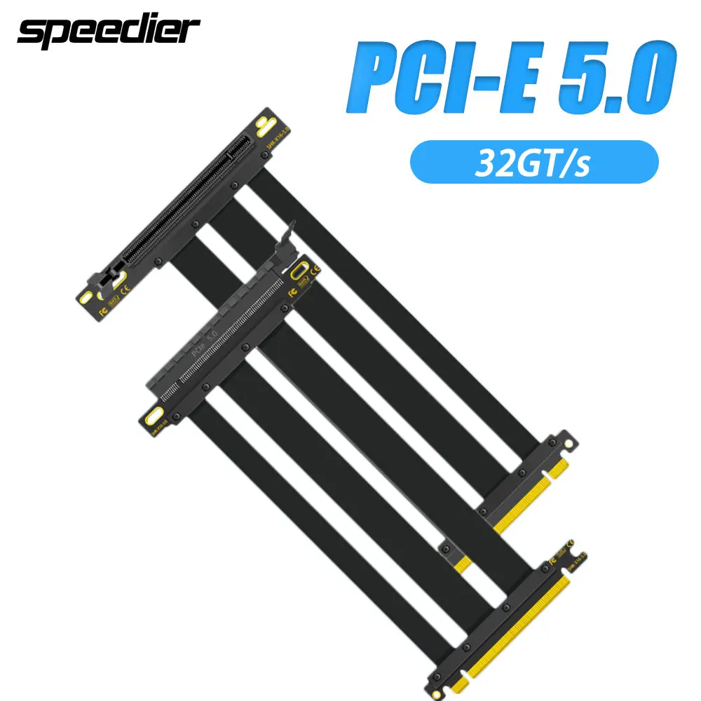 

PCIe 5.0 X16 Riser Cable Mini SAS [RTX4090 RX6950XT X570 B550 Z690 ] Shielded High-Speed Vertical Mount Gaming PCI Express Gen5