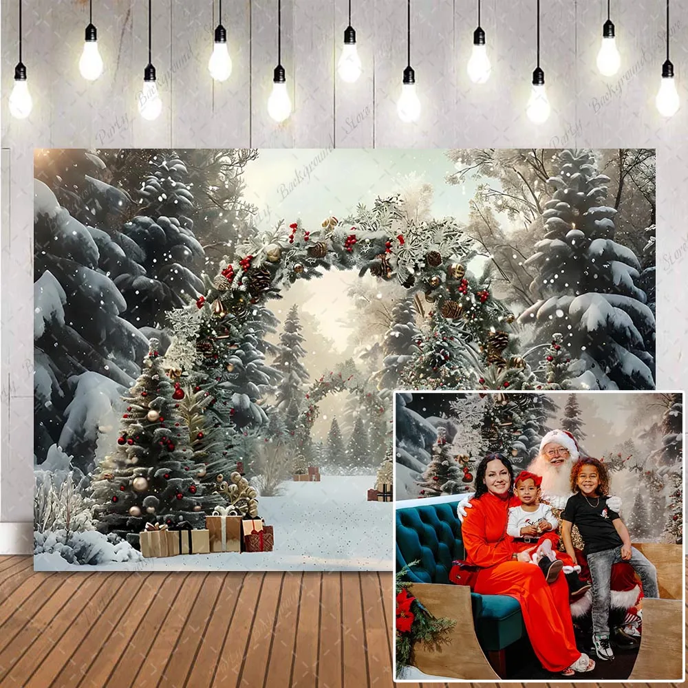 Зеленый рождественский фон для фотографии окон, рождественский праздник, тематическое украшение для вечеринки, баннер, детский портретный реквизит для фотосессии