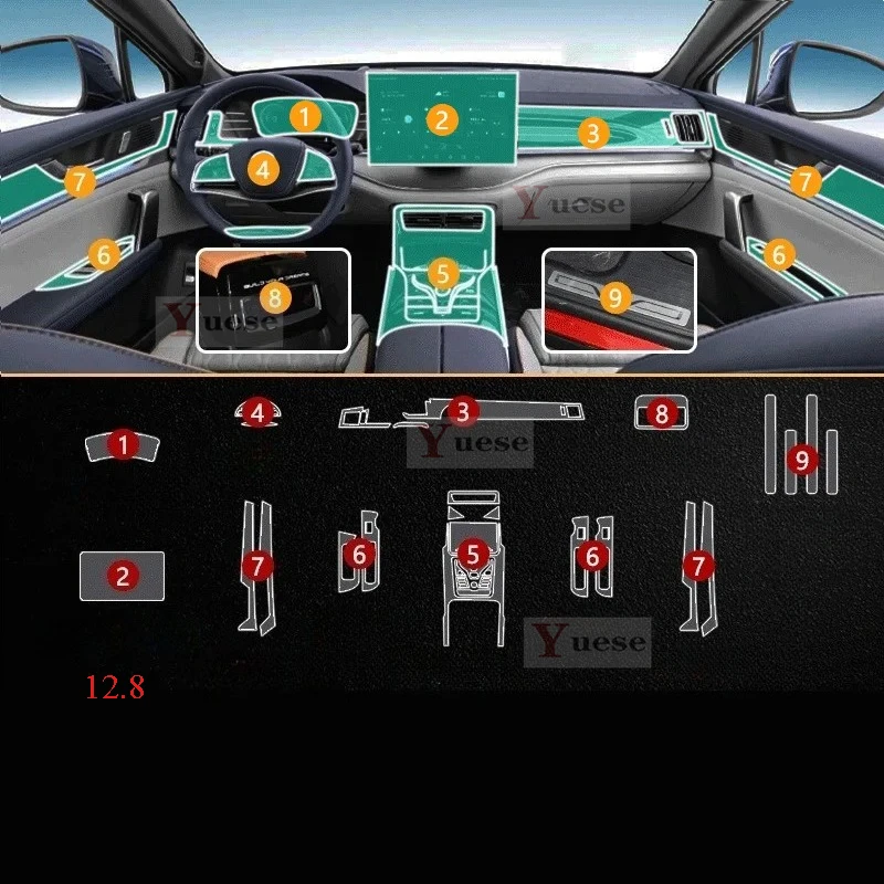 

For BYD Tang DMi EV 2021-2023 Car Interior Center Console Transparent TPU Protective Film Anti-scratch Sticker