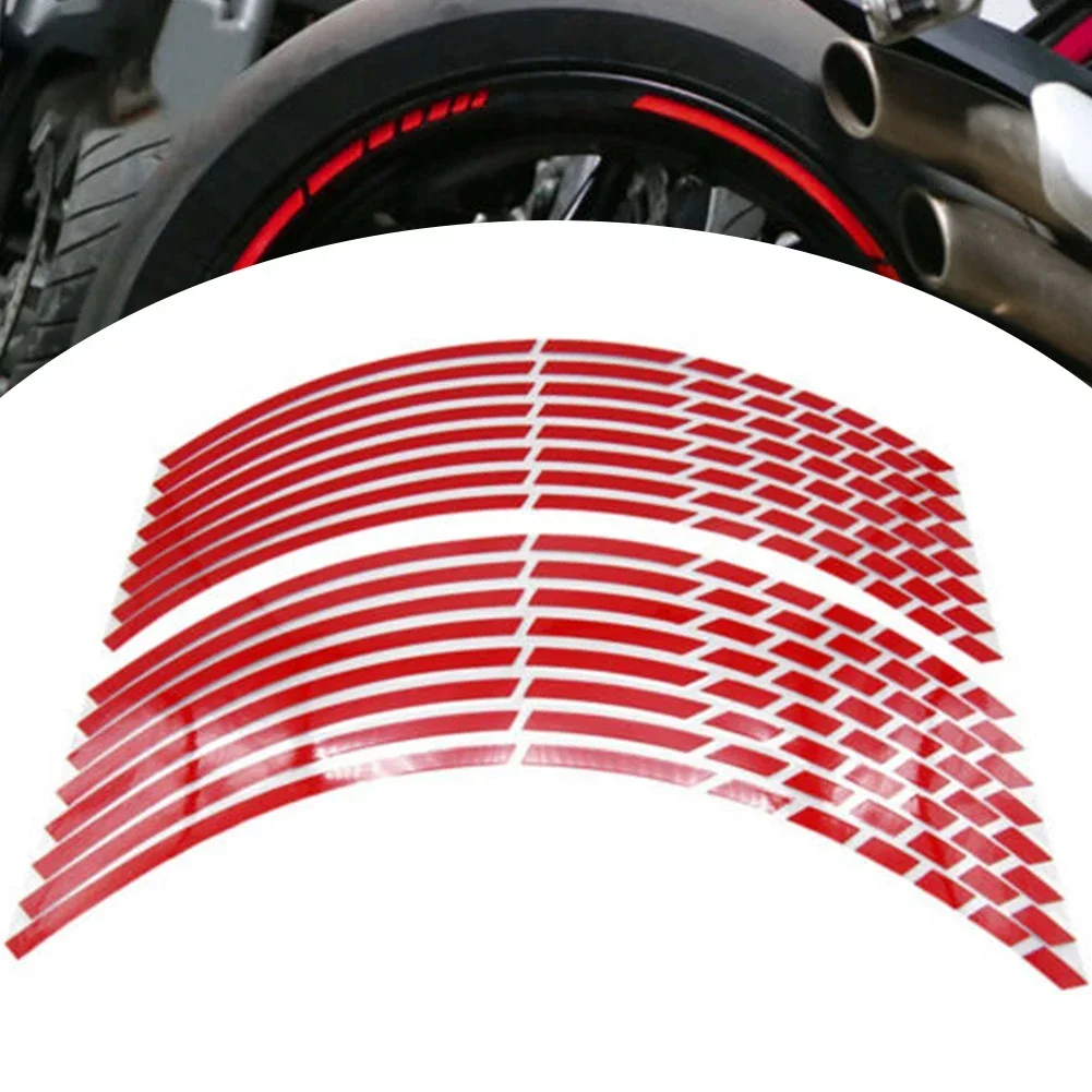 1Set Wheel Rim Sticker Red 16pcs/Set 18“ Universal Car Wheel Tire Sticker Reflective Edge Strip Reflective Rim Tape