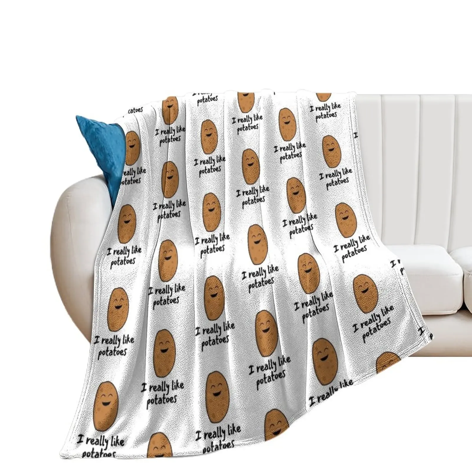 

I Really Like Potatoes - Funny Potato Gift Throw Blanket Plaid Moving Hairy Blankets