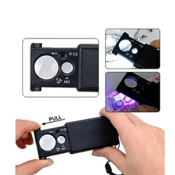 30X 60X lente d'ingrandimento per gioielli di tipo Pull Mini Pocket lente d'ingrandimento a mano microscopio portatile lente ottica strumento luce a LED