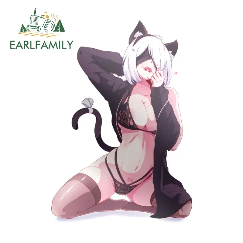 EARLFAMILY 13cm x 9.1cm for NEKO 2B Nier Waifu Car Stickers Waterproof Cartoon Decals Car Accessories Bumper Windows Decor