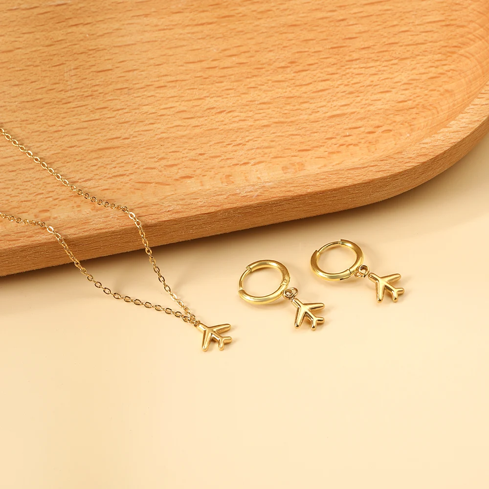 Cute Airplane Jewelry Set for Women
