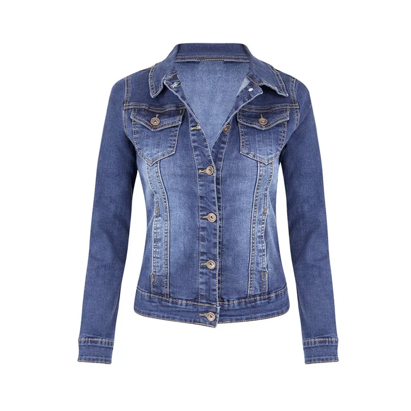 Short Denim Jackets Women autumn Wash Long Sleeve Vintage Casual Jean Jacket Bomber Denim Coat ladies jacket outerwear