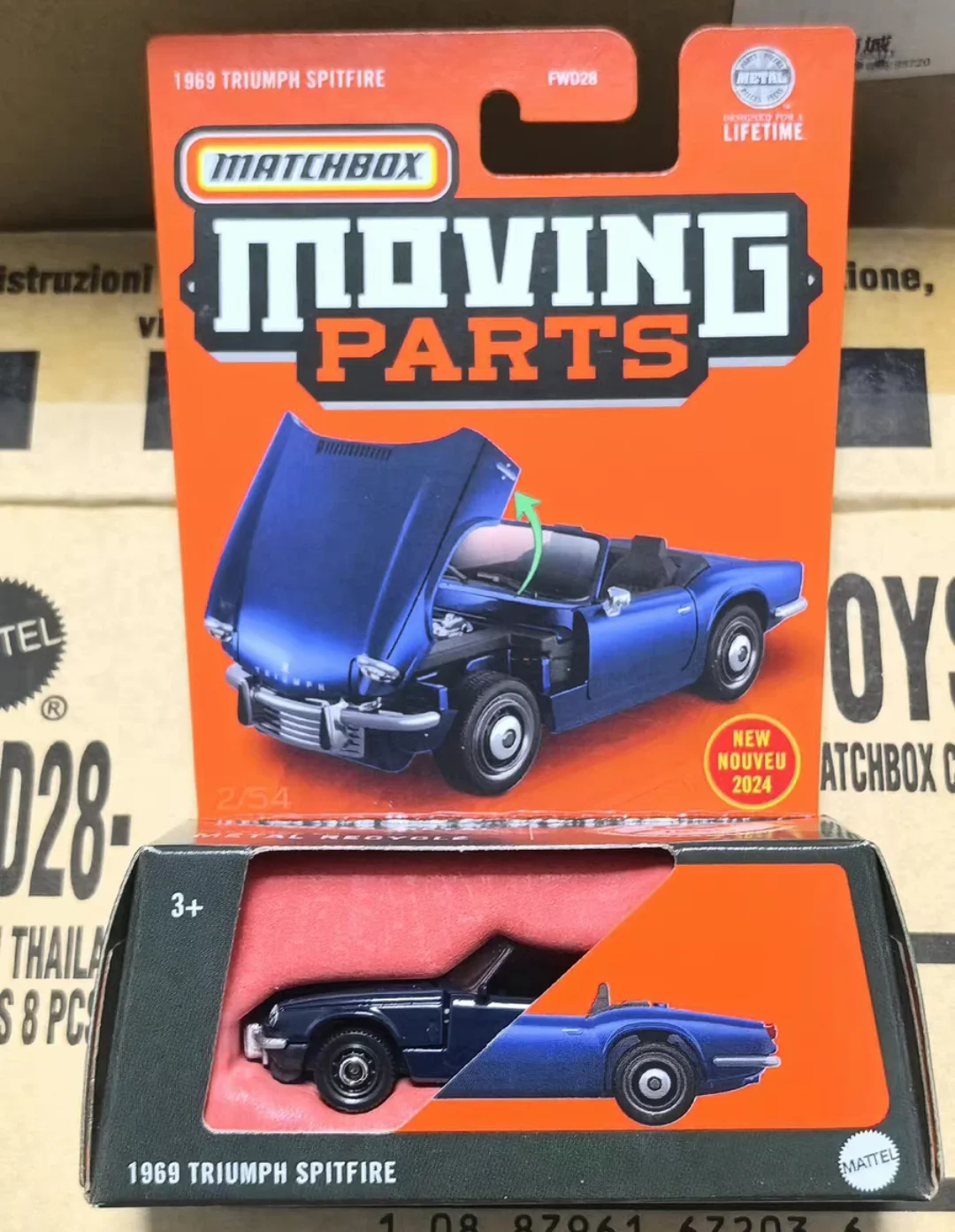 Novo original matchbox carro 1/64 diecast peças móveis fwd28 1969 triumph spitfire veículo modelo brinquedos meninos coleção presente de aniversário
